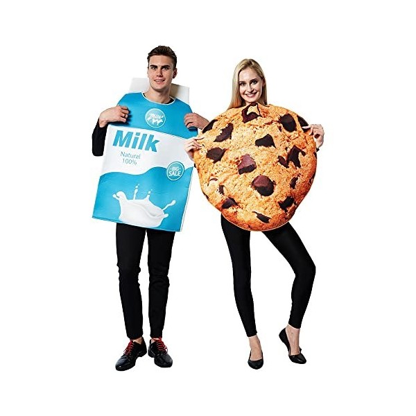 thematys Costume alimentaire déguisement de partenaire | Milk & Cookie | Cartes à jouer | Chocolat | Hommes | Femmes | Carnav