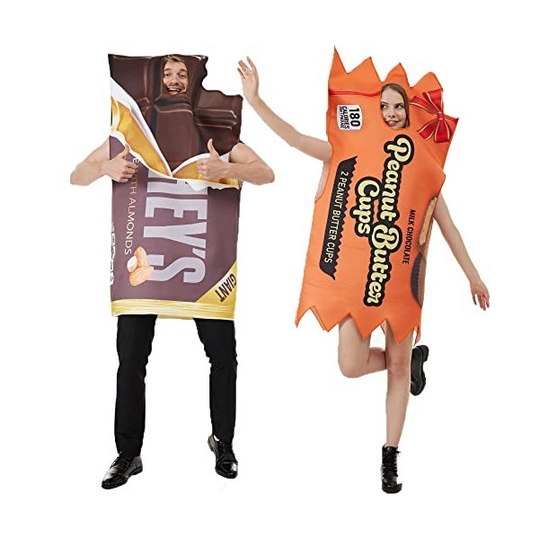 thematys Costume alimentaire déguisement de partenaire | Milk & Cookie | Cartes à jouer | Chocolat | Hommes | Femmes | Carnav