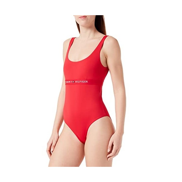 Tommy Hilfiger Maillot de Bain Femme One Piece À Découpes, Rouge Primary Red , M