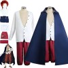 NIKKHO Anime One Piece Film Cosplay Set, Uniforme de Cosplay Red Shanks, Costume de fête de Carnaval dhalloween, Perruque de