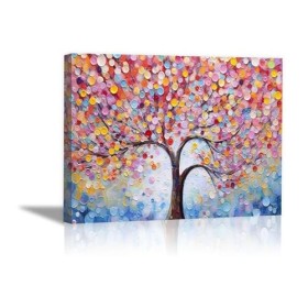 JOSUE Arbre De Vie Tableau Decoration Murale Salon En Toile, Arbre Abstrait Mauve rose Tableau Affiche Murale ImpriméS DArt 