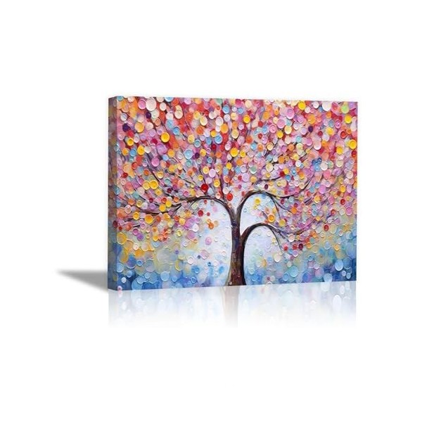JOSUE Arbre De Vie Tableau Decoration Murale Salon En Toile, Arbre Abstrait Mauve rose Tableau Affiche Murale ImpriméS DArt 