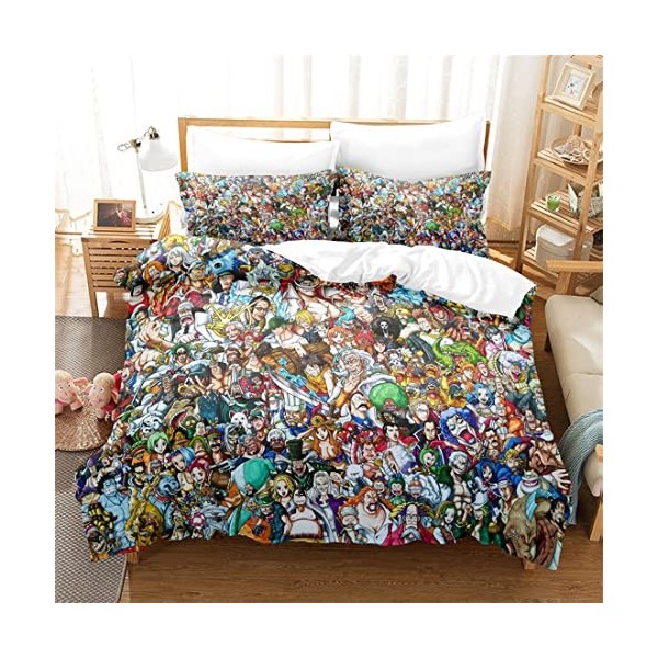One Piece Housse De Couette, 1 Et 2 Personnes Parure De Lit Anime, Drap De Lit pour Enfants, Garçons, Filles,A-625,EU-Super K