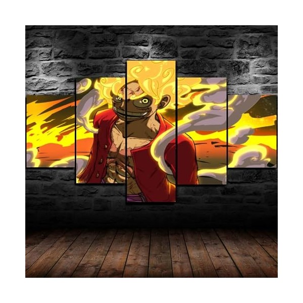 SIMORRA GUANGFAN - 5 Impression Sur Toile Tableau - One Piece Monkey D. Luffy Affiche 176-5 Panneau Sport Image Peinture Hd T