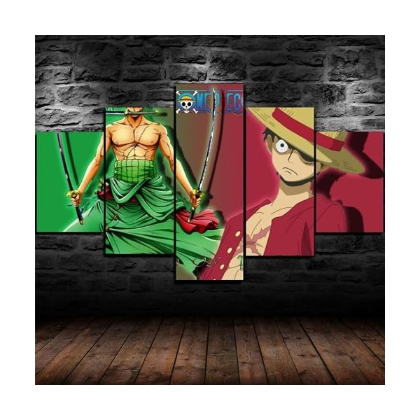 SIMORRA GUANGFAN - 5 Impression Sur Toile Tableau - One Piece Monkey D. Luffy Affiche 176-5 Panneau Sport Image Peinture Hd T