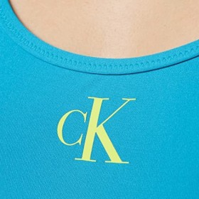 Calvin Klein Maillot De Bain Femme Scoop Back One Piece Modern, Bleu Clear Turquoise , XS