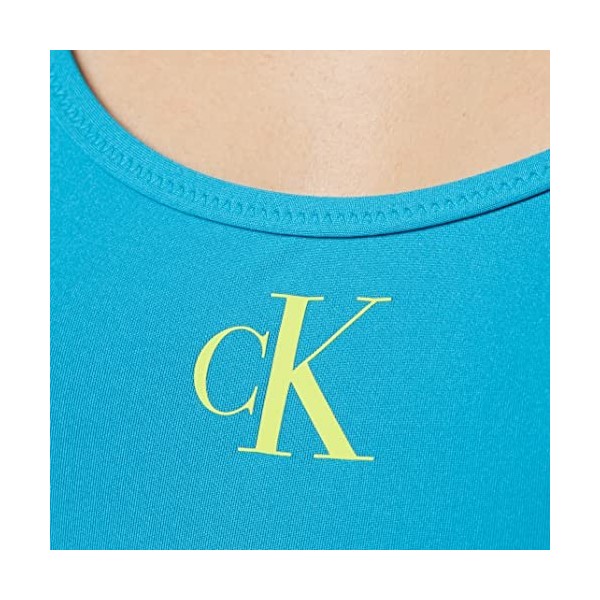 Calvin Klein Maillot De Bain Femme Scoop Back One Piece Modern, Bleu Clear Turquoise , XS