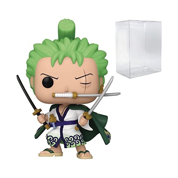 POP One Piece - Figurine en vinyle Roronoa Zoro Funko livrée avec étui de protection compatible , multicolore, 9,5 cm