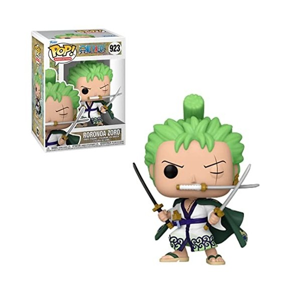 POP One Piece - Figurine en vinyle Roronoa Zoro Funko livrée avec étui de protection compatible , multicolore, 9,5 cm