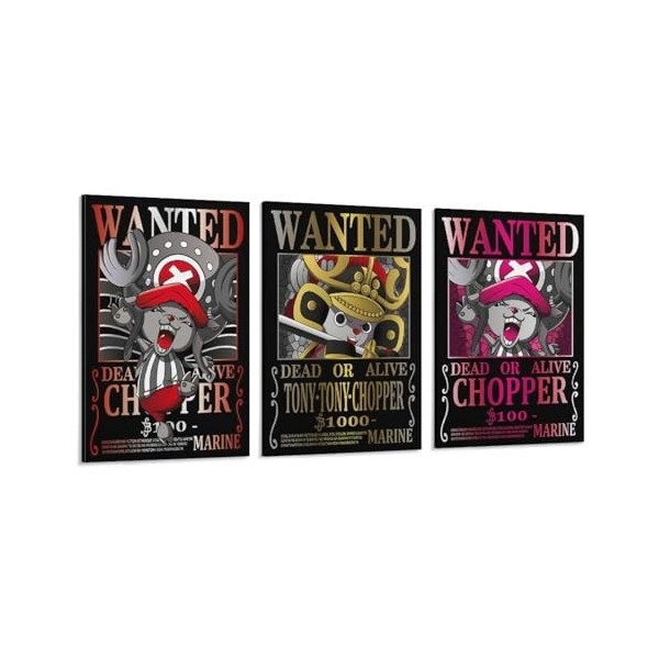 Poster One Piece Wanted - Décoration murale - Motif Chopper - 60 x 90 cm