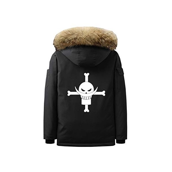 WANHONGYUE Anime One Piece Luffy Parka à Capuche Veste Manteau Adulte Cosplay Hiver Chaud Sweat-Shirt Jacket Blouson Noir/3 M