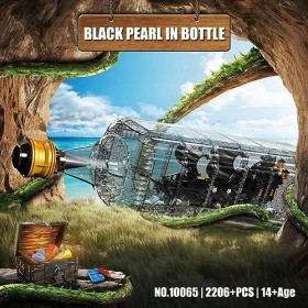SDXFUWA 10065 Bateau Pirate en Bouteille, Modèle Black Pearl, Kits de Construction de Jouets, Cadeau pour Les Fans de Pirates