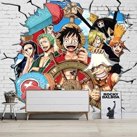 papier peint chambre animé ONE PIECE 3D Papier Peint Anime Thème Chambre Salon Étudiant Dortoir Lait Thé Boutique Café Papier
