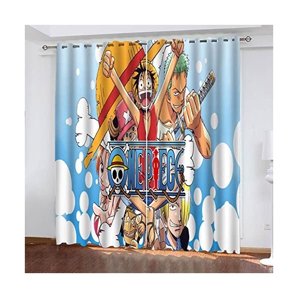 Bfrdollf Ensemble de rideaux occultants pour chambre à coucher, impression 3D, One Piece, rideaux coulissants, opaques pour d
