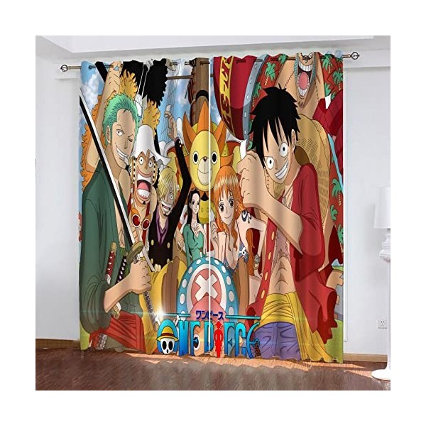 Bfrdollf Ensemble de rideaux occultants pour chambre à coucher, impression 3D, One Piece, rideaux coulissants, opaques pour d