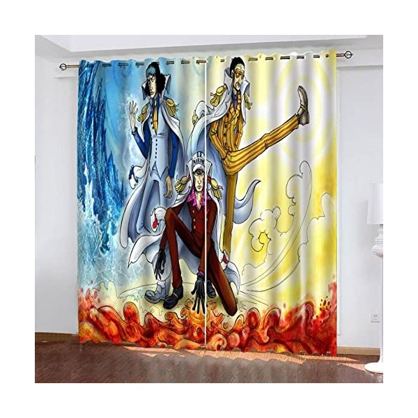 Bfrdollf Ensemble de rideaux occultants pour chambre à coucher, impression 3D, One Piece, rideaux coulissants, opaques pour d