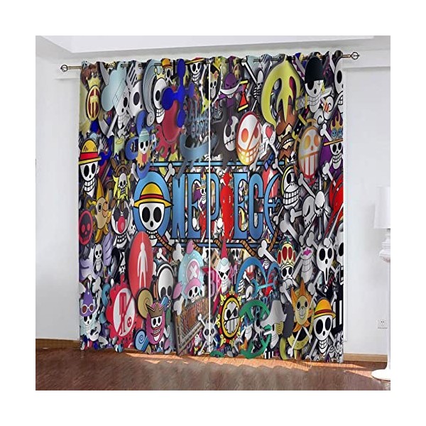 Bfrdollf Ensemble de rideaux occultants pour chambre à coucher, impression 3D, One Piece, rideaux coulissants, opaques pour d