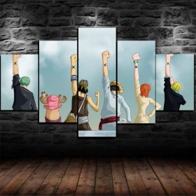 Boswon GUANGFAN - 5 Impression sur Toile Tableau - One Piece Monkey D. Luffy Peinture sur Toile - 5 Panneau Sport Image Peint