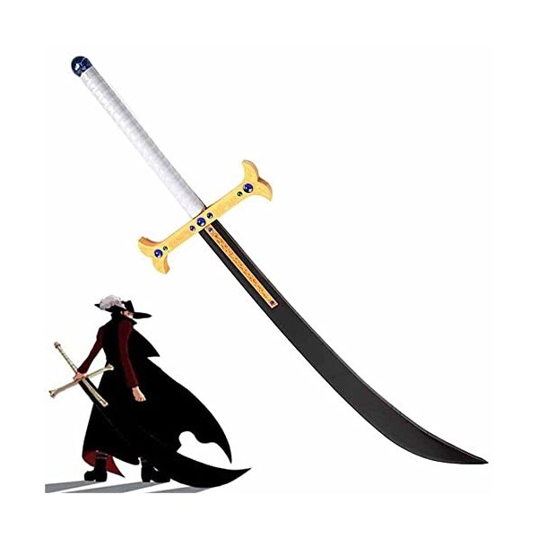 WANHUI Épée Réplique Anime One Piece Arme Prop Dracule Mihawk Sword 120cm/47inch Machette en Bois Accessoires de Cosplay pour