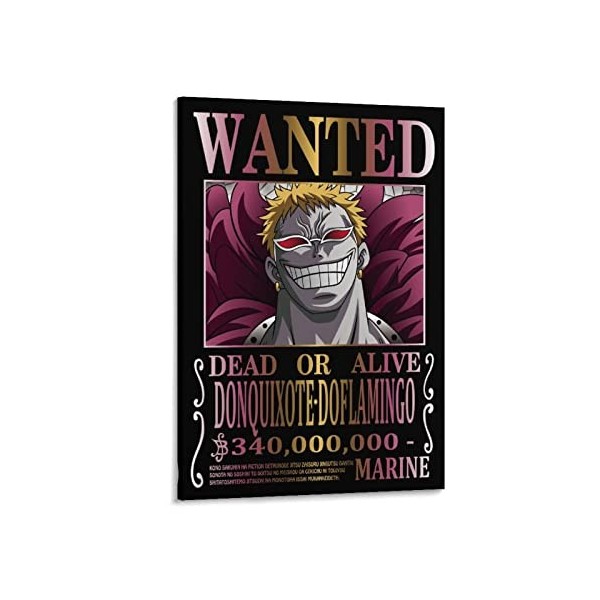 Poster danimation One Piece Wanted Doflamingo - Impression artistique murale - Photo de peinture - Décoration familiale - 50