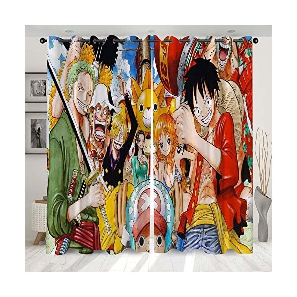 ONE PIECE Anime rideaux occultants isolation thermique chambre décoration de la maison anneau haut oeillet crayon pli Super d