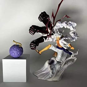 PEPPITHREADS Figurine Anime One Piece Nika Luffy Gear 5 Dieu du Soleil Monkey D. avec Fruit Démon, Scène de Bataille Classiqu