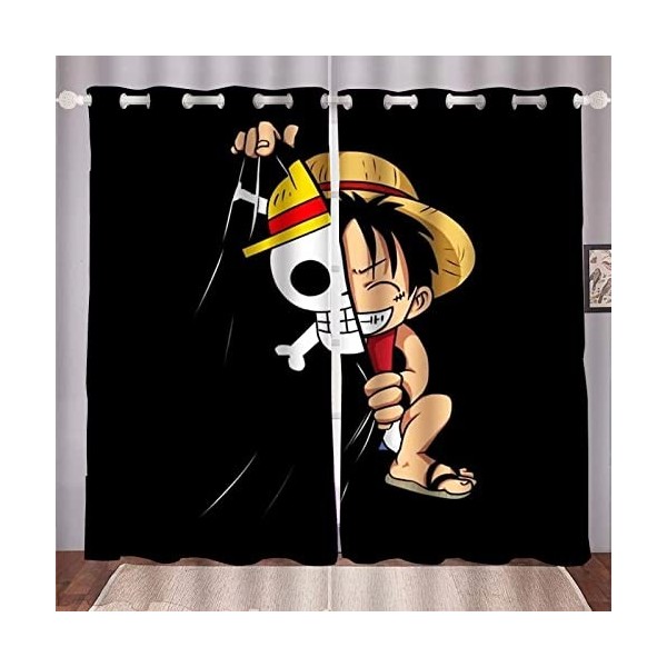 Doiicoon Lot de rideaux opaques Anime One Piece, Anime One Piece Pirate - Pour chambre denfant - 11, 280 x 245 cm - 2 x 140 