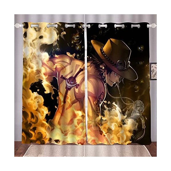 Doiicoon Lot de rideaux opaques Anime One Piece, Anime One Piece Pirate - Pour chambre denfant - 11, 280 x 245 cm - 2 x 140 