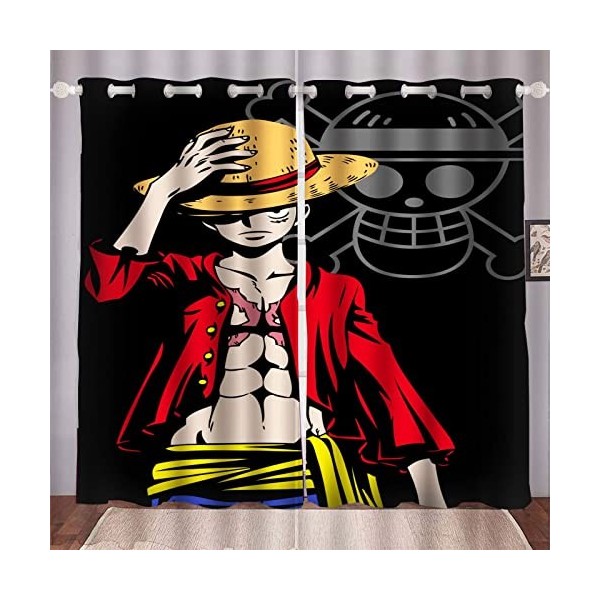 Doiicoon Rideaux opaques Anime One Piece, Anime One Piece Pirate - Lot de rideaux occultants pour chambre denfant - 11,280 x
