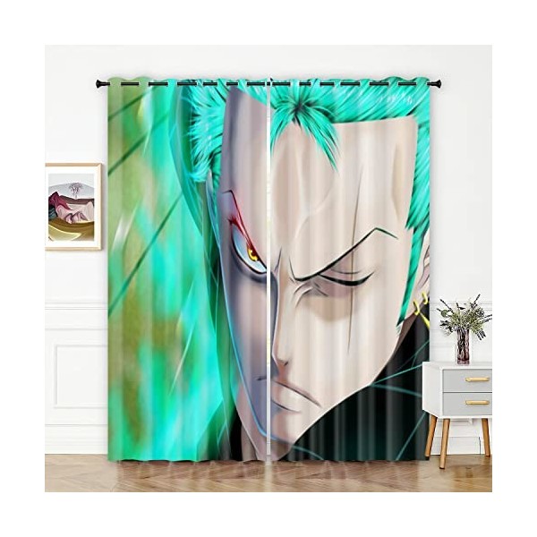 ONE PIECE Roronoa Zoro Anime rideaux occultants isolation thermique chambre décoration de la maison anneau haut oeillet crayo