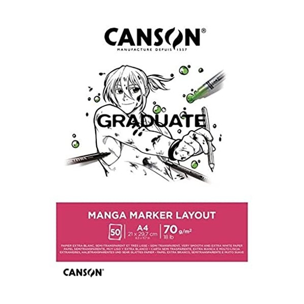 CANSON Graduate Manga Marker Layout - Bloc 50 feuilles A4-70g/m² - Extra blanc