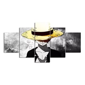 SINGLEAART Impressions sur Toile,5 Tableau Peinture,Chambre Décoration Maison Moderne Abstrait 200×100Cm avec Cadre Monkey.D.