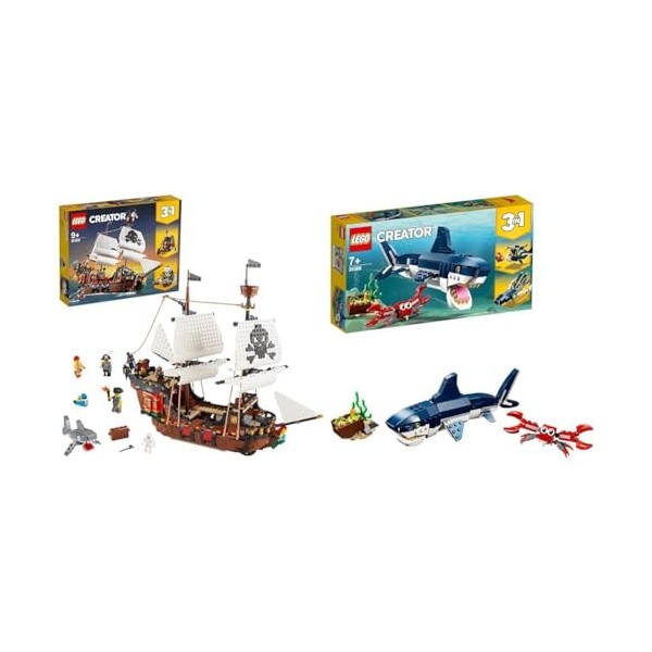 LEGO 31109 Creator Bateau Pirate 3en1: Jouet de Construction dAventure & 31088 Creator 3-en-1 Les Créatures sous-Marines, Re