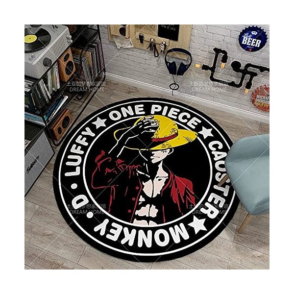 HoodieBBQ Tapis Cartoon Anime Forme Ronde One Piece One Piece Chambre d’Enfant Salon Table Basse Baie vitrée Chambre Tapis de