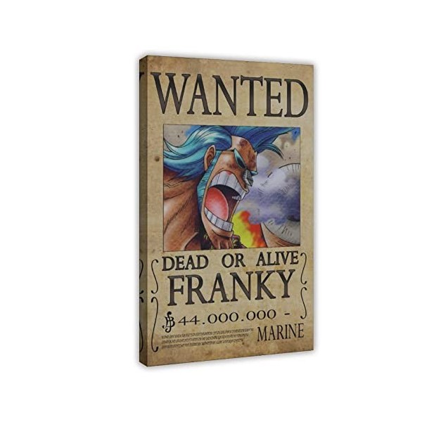 REIPOL Poster sur toile « One Piece Wanted Wanted of Franky from One Piece » - Décoration pour chambre à coucher, bureau, cha