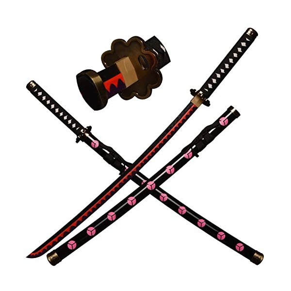 kljhld Épée Cosplay en Bambou Anime épée, Katana Roronoa Zoro épée Ensemble de Trois pièces, Shusui & Wado Ichimonji & Sandai