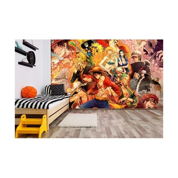 BELOKA Papier Peint Panoramique 3D One Piece Jeu DAnimation Japonais Papier Peint 3D Intissé Moderne Décoration Murale