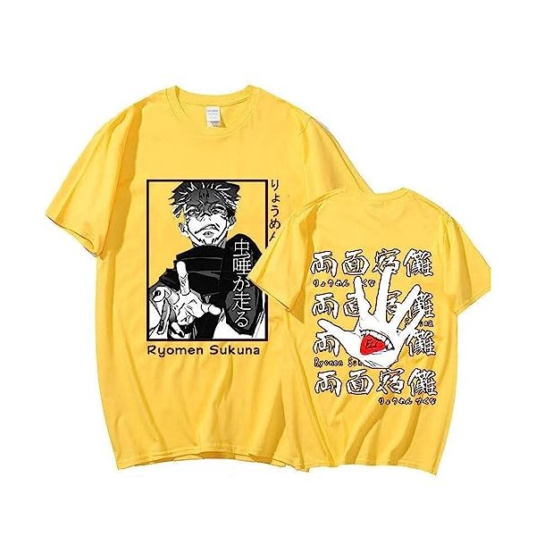 Anime Jujutsu Kaisen Ryomen Sukuna Unisexe T-Shirt Fans De Dessin Animé été Hip Hop Respirant T-Shirts S,Color 01 