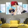 TONATO 5 Panneaux, Image Murale encadrée Luffy et Shanks One Piece Wall Decoration sur Toile tissée Print Art Moderne,XL