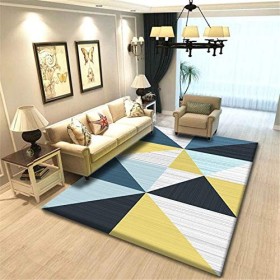DJHWWD Tapis One Piece Tapis Jaune Bleu Grand Motif Triangle Beau Tapis antidérapant Tapis pour Chien Moquette Intérieure Sal