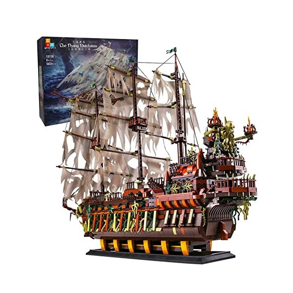 SDXFUWA 13138 Maquette de Bateau Pirate, Voilier Hollandais Volant, 3653 Pièces Grands Blocs de Construction à Pince MOC de M