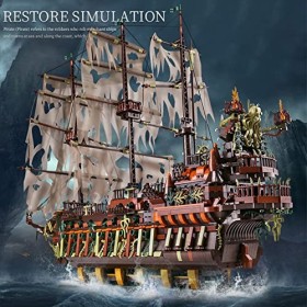 SDXFUWA 13138 Maquette de Bateau Pirate, Voilier Hollandais Volant, 3653 Pièces Grands Blocs de Construction à Pince MOC de M