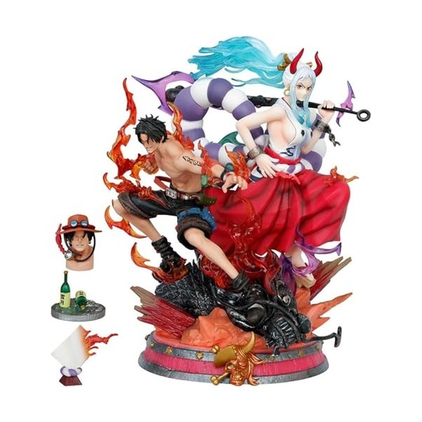 OBABO Anime Figure One Piece-Yamato & Ace Scene Series Handmade Figurine Statue Models Ornaments 29CM