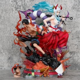 OBABO Anime Figure One Piece-Yamato & Ace Scene Series Handmade Figurine Statue Models Ornaments 29CM
