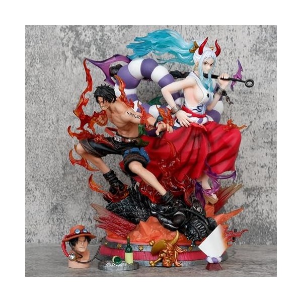 OBABO Anime Figure One Piece-Yamato & Ace Scene Series Handmade Figurine Statue Models Ornaments 29CM
