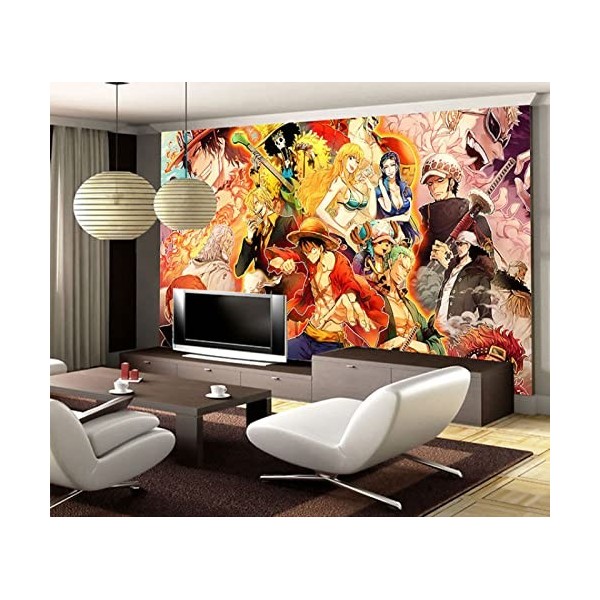 Papier peint Anime dessin animé ONE PIECE couleur 3D salon fond mur chambre denfants magasin de thé au lait-350*245CM