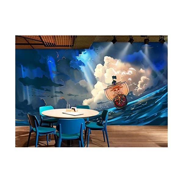 Papier peint Anime ONE PIECE couleur 3D super collège étudiant chambre lit autocollant chambre fond décoration murale-350*245