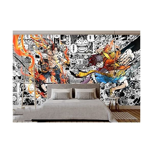 Papier peint Anime ONE PIECE couleur 3D super collège étudiant chambre lit autocollant chambre fond décoration murale-520*290