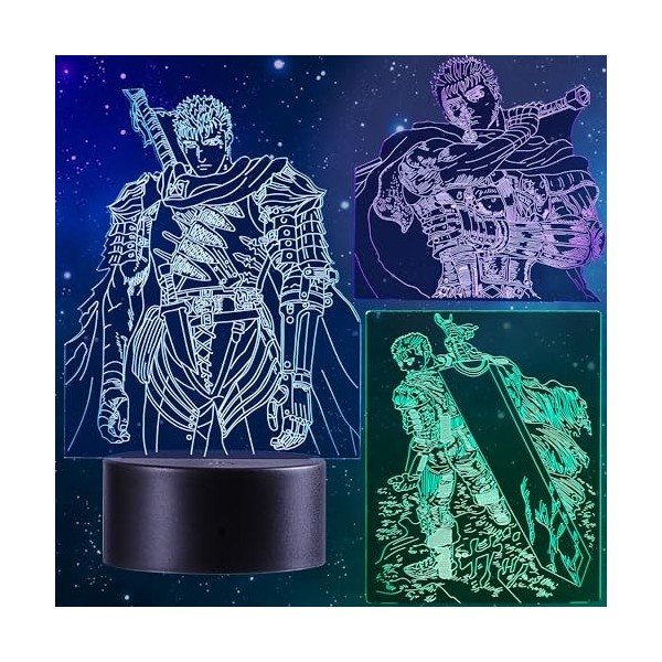 QQAAMZ Manga Berserk Lampe 3d Illusion Led Tactil Maison Enfant De Decoration Chambre Berserk Guts Veilleuse Cadeau Lampe De 