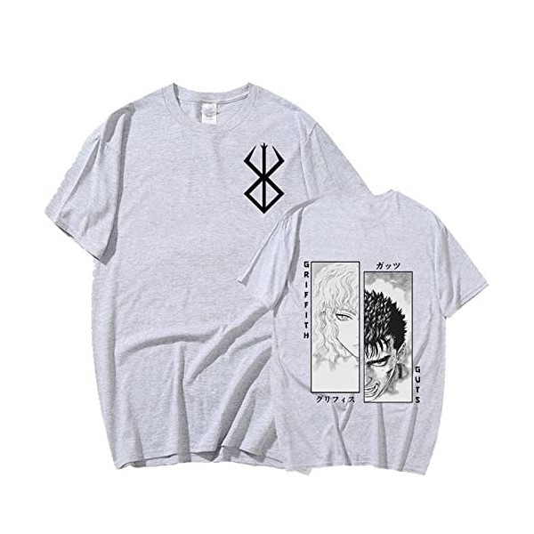 MR.YATCLS Berserk Tshirt - Anime Japonais Manga Berserk Guts & Griffith T-Shirt Imprimé Unisexe - Anime Cosplay Costume Col R